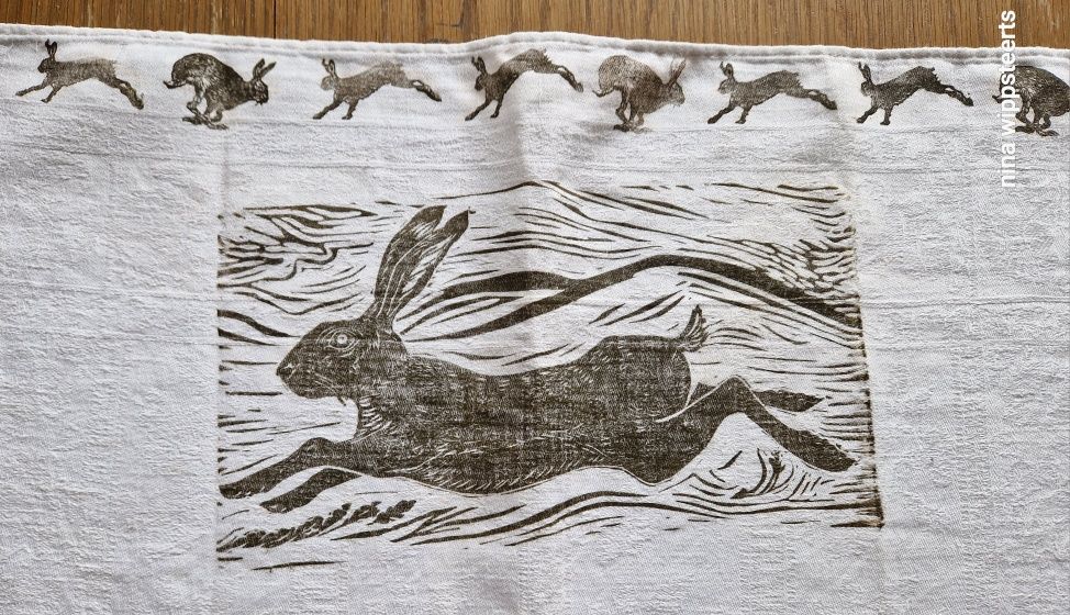 Schwarze Superbeeren und rennender&nbsp;Hase